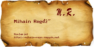 Mihain Regő névjegykártya